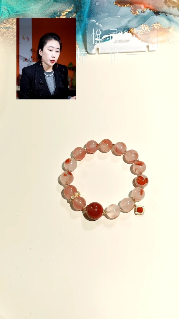 银S925镶嵌火焰纹冰飘等南红玛瑙手链