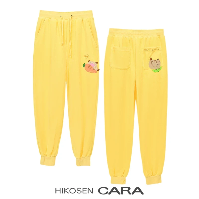 HIKOSEN CARA/卡拉猫水果猫毛巾面料裤子