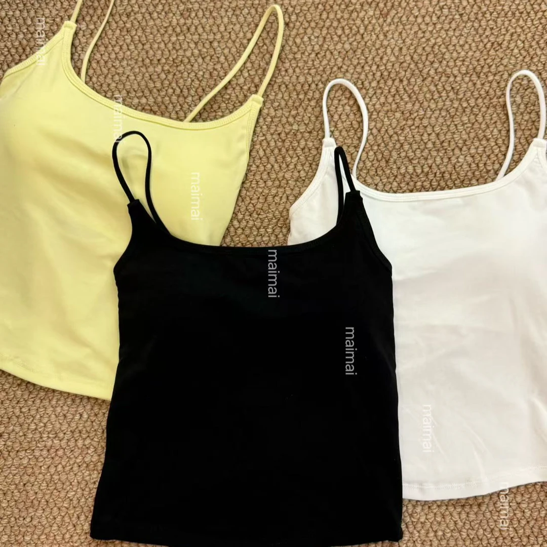 【麦麦推荐】天丝竹棉固定杯打底吊带外穿细肩带美背抹胸防走光