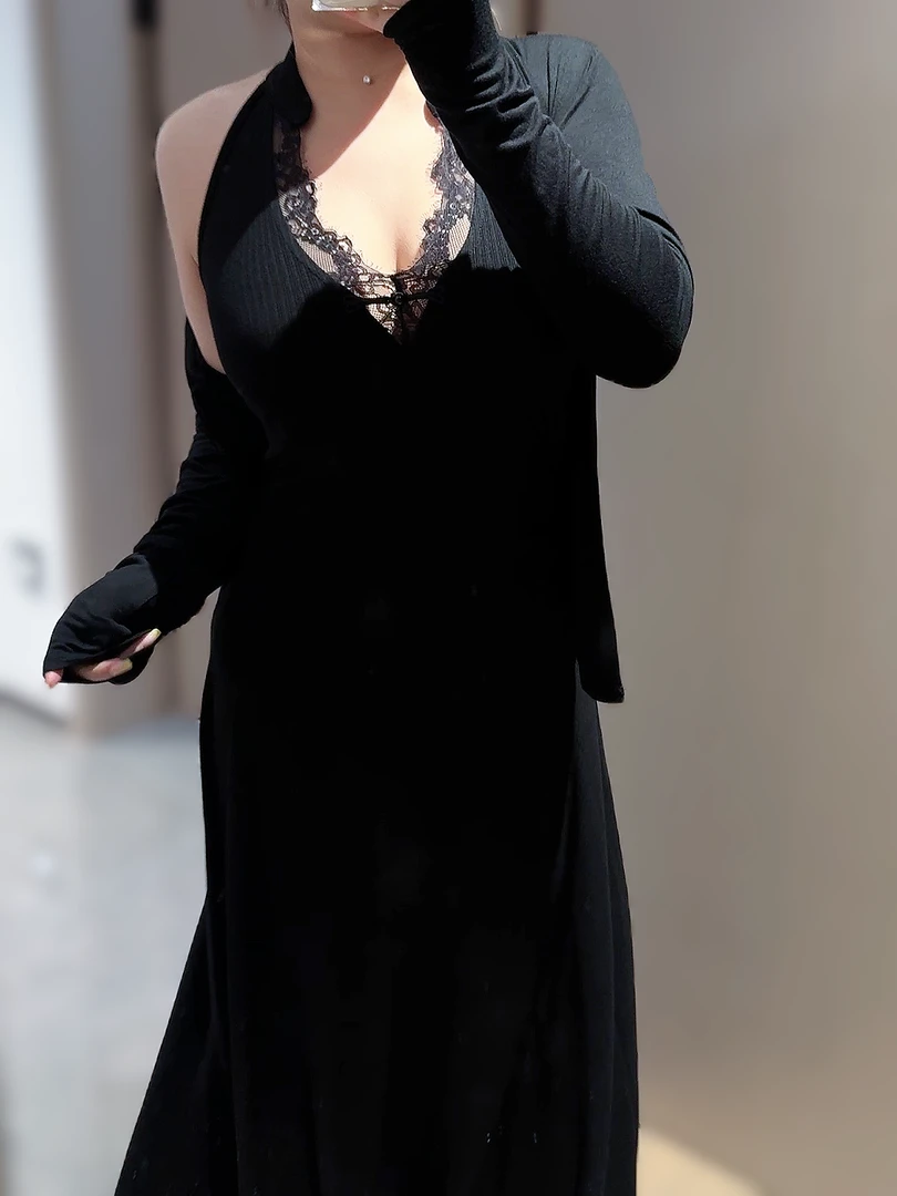 【一茹】胖MM 2025夏季甜美收腰修身连衣裙蕾丝拼接设计感开衫+长裙