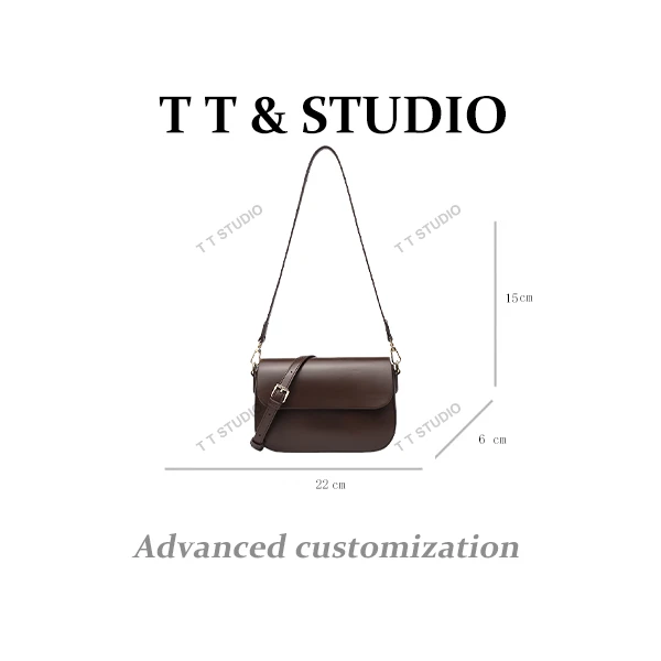 【TT Studio】RC-25506-咖色 RAIN.CUN简约腋下斜跨轻奢女包