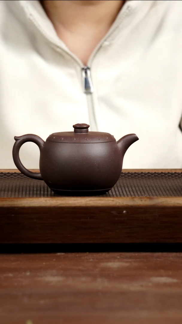 茶壶紫砂J**y五号井底槽青太极鼓320CC