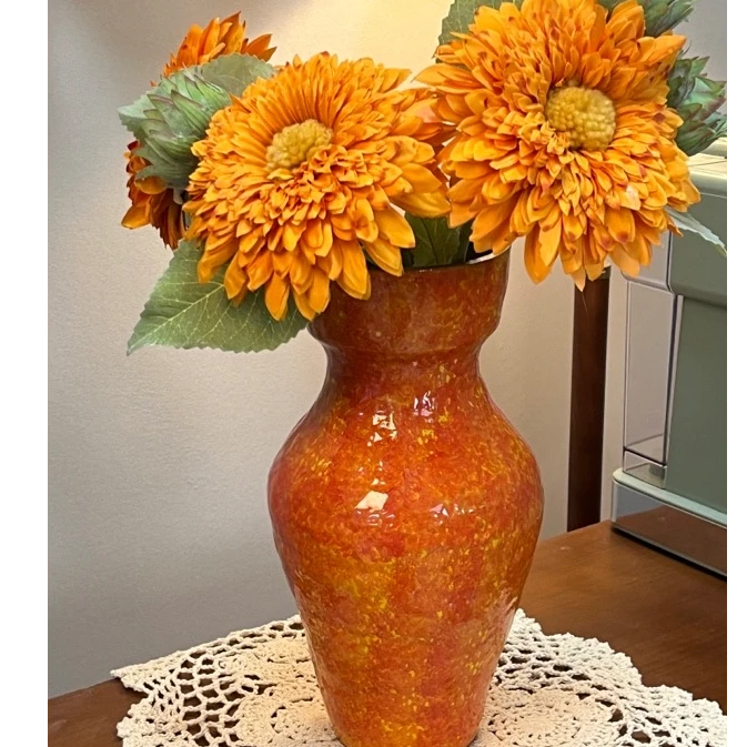 景德镇手绘艺术感花瓶（爱马仕橙口13cm 高30cm）