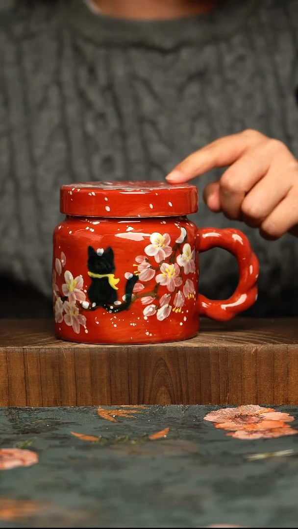 杯釉下彩手工手绘同款陶器