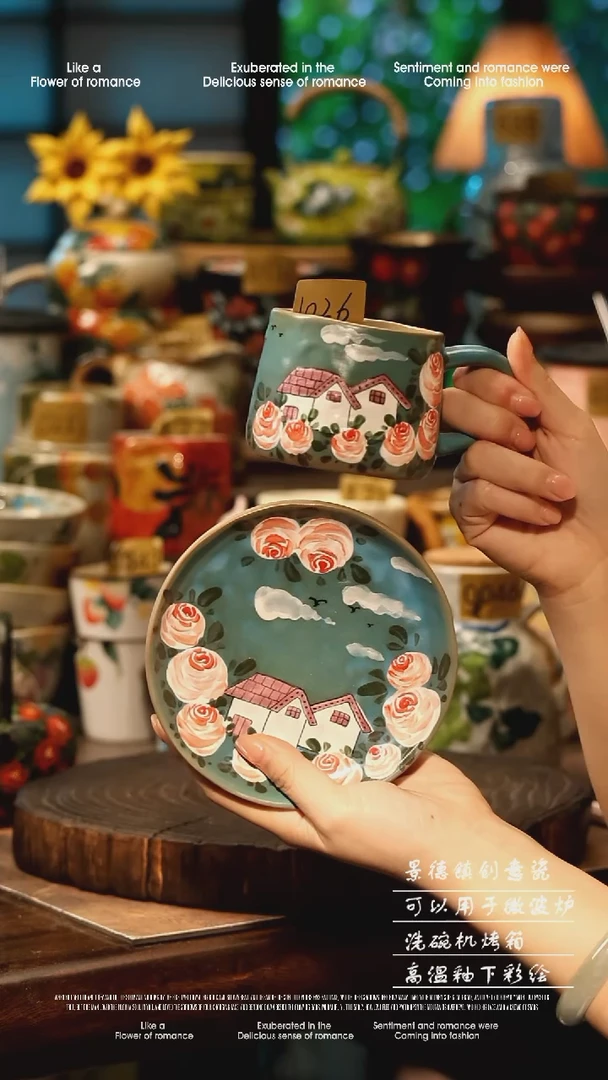 陶瓷景德镇高温釉下彩手工手绘款式@A1026@