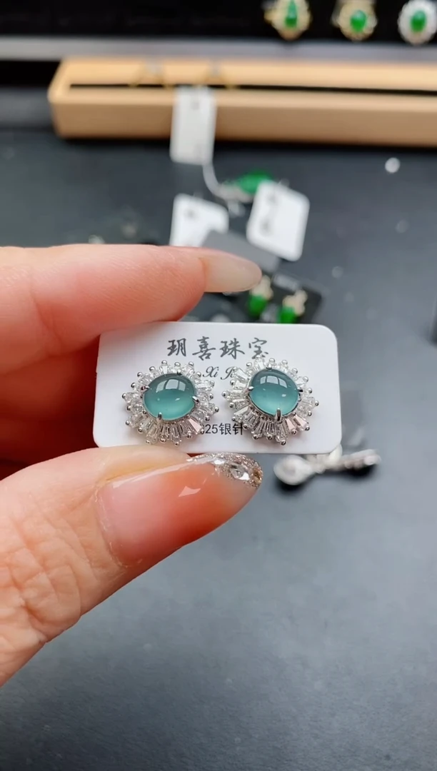 银S925镶嵌戒指翡翠1