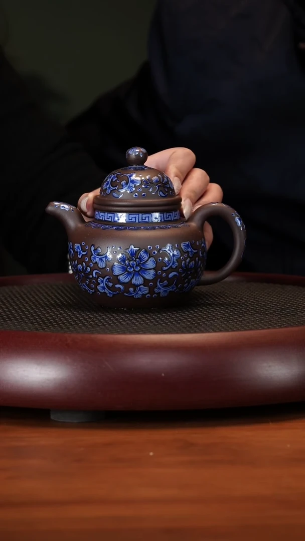 【闪购商品】紫砂茶壶2-57SDH珐琅掇球老紫泥300cc