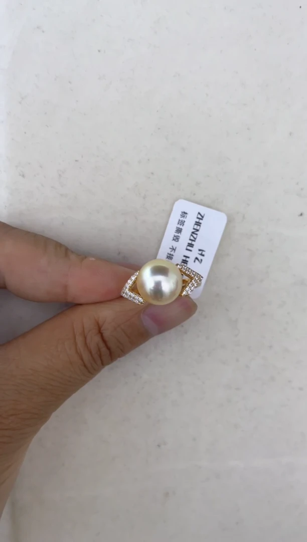 海水珍珠戒指银S925镶嵌戒指