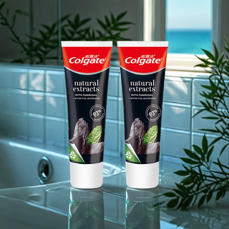 Colgate/高露洁活性竹炭美白牙膏去黄去渍亮白牙齿含氟防蛀薄荷味