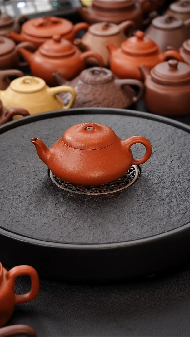 茶壶紫砂汉唐石瓢 小煤窑朱泥生砂生料 166CC