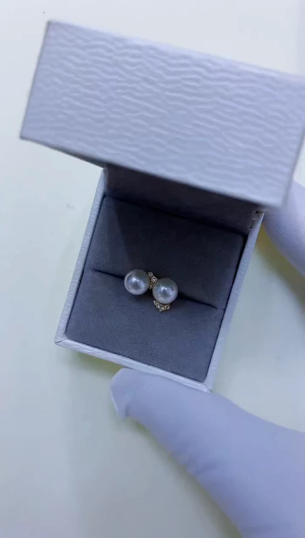 银S925镶嵌海水珍珠饰品设计款耳钉