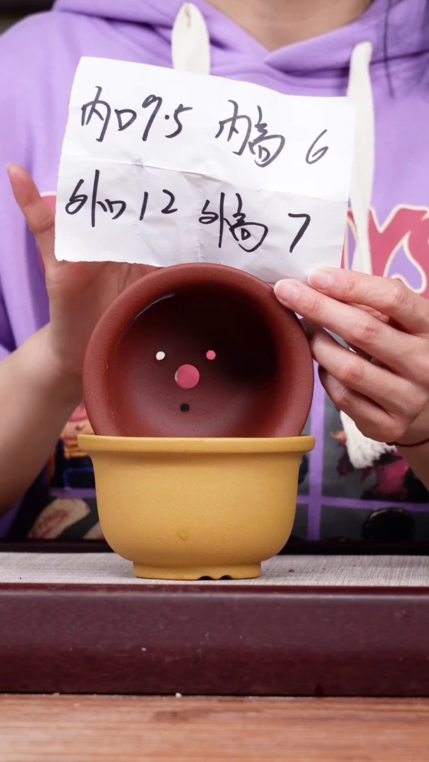 【闪购商品】紫砂花盆迷你小碗盆两个颜色各一只无托