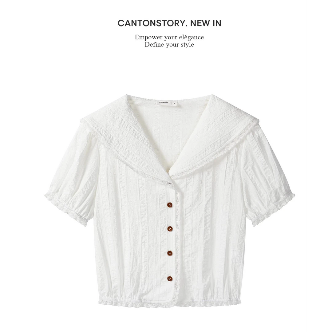羊城故事-泡泡短袖衬衫蛋糕女2025新款学院风Y50650820