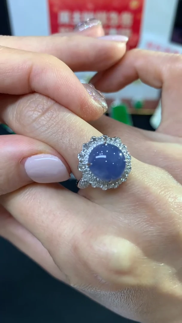 翡翠戒指18K金镶嵌戒指不退不换|9800+0