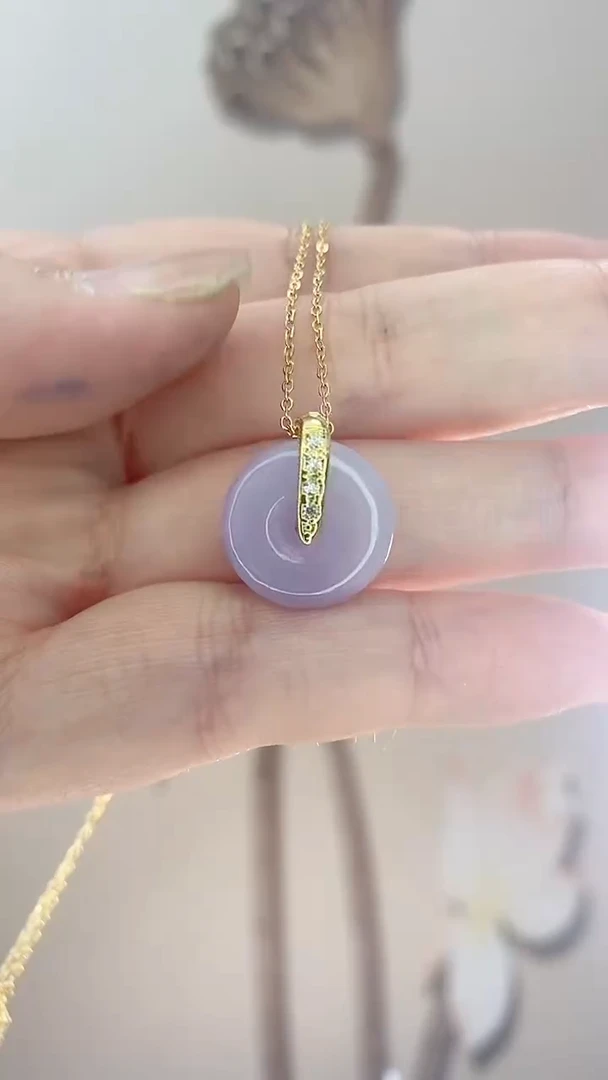 【闪购商品】翡翠吊坠(赠链)未镶嵌紫翡平安扣X141