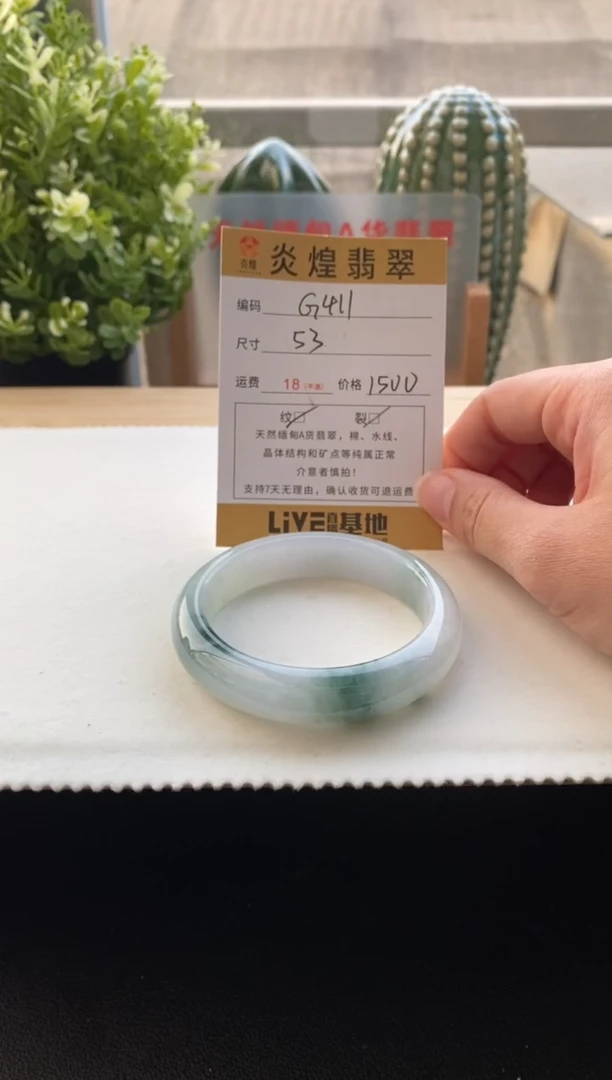 未镶嵌手镯翡翠圈口53.2编码g411