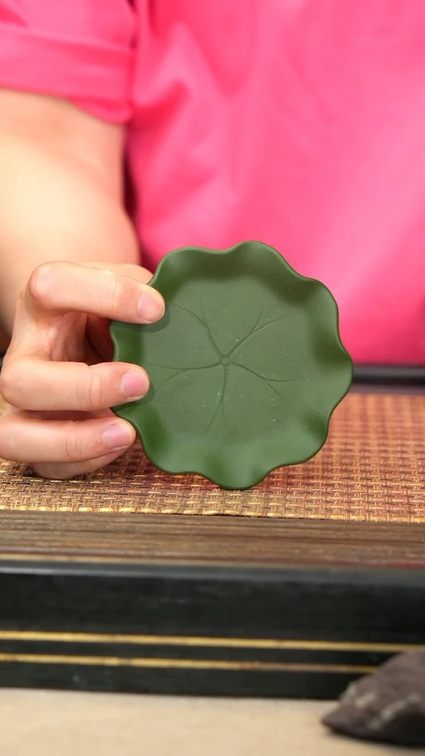 茶壶紫砂4《荷叶杯垫》民国绿