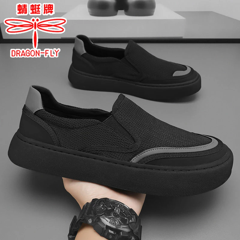 蜻蜓牌男鞋2025新款春季时尚网面轻便老北京布鞋男士开车休闲板鞋