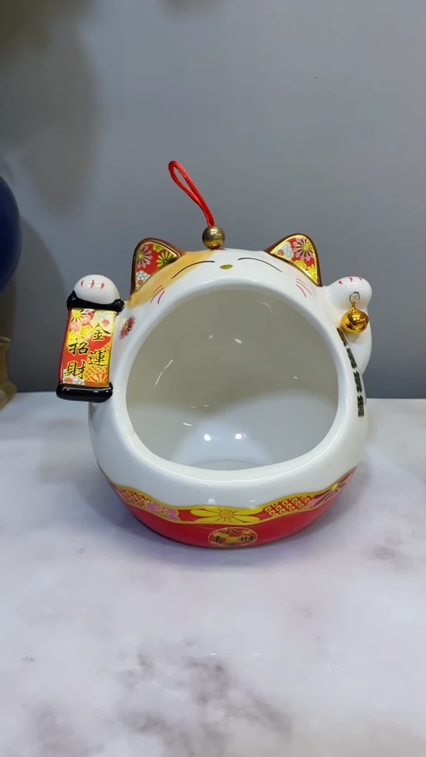陶瓷招财猫大嘴收纳