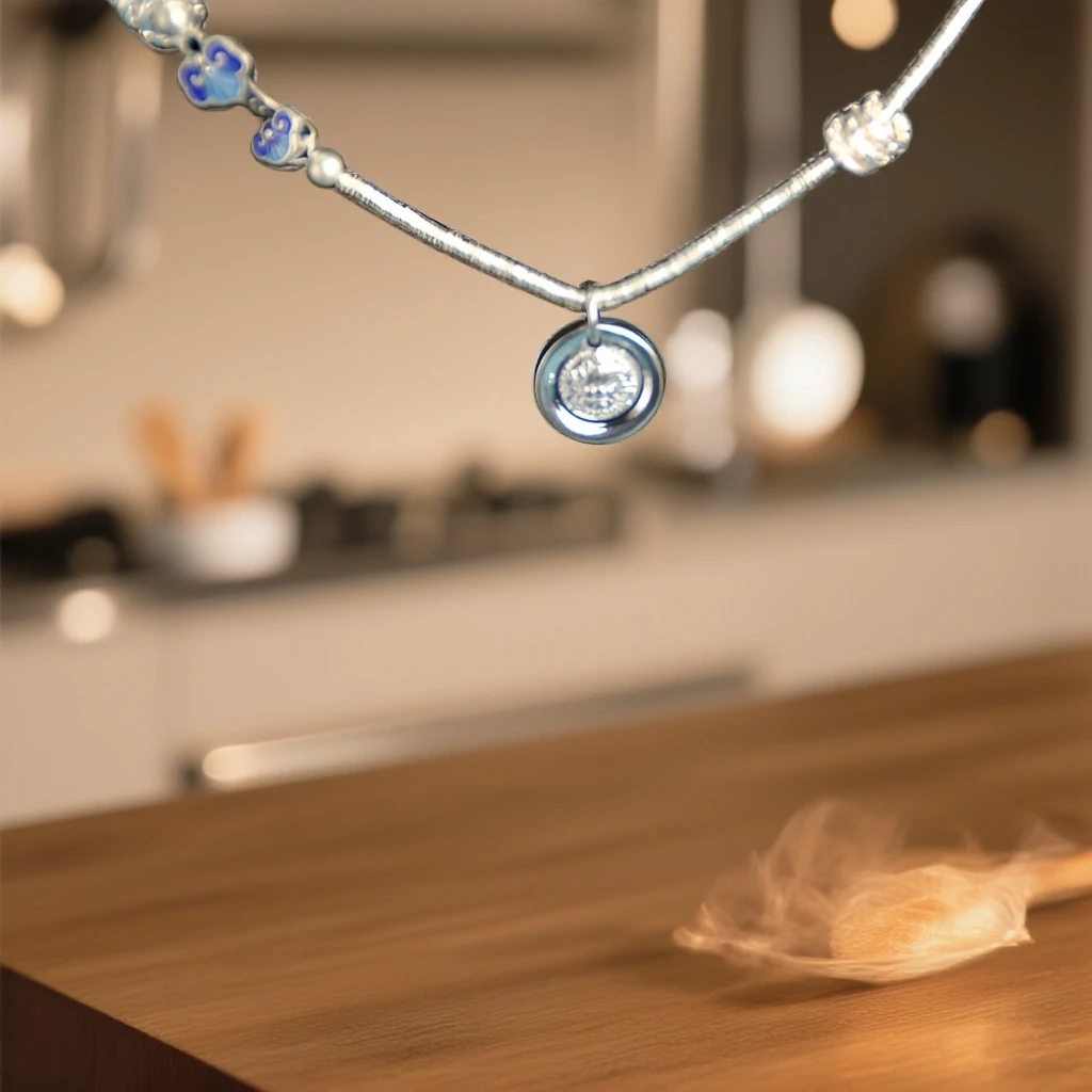 坠链均足银 足银如意黄财神项链