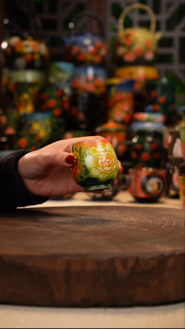 紫砂油画手绘釉下彩