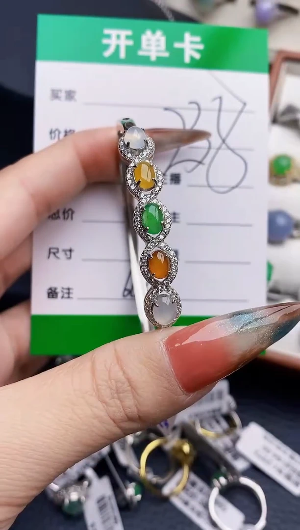 银S925镶嵌戒指翡翠6136
