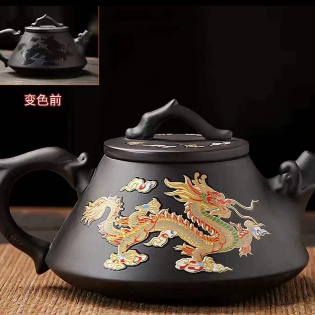 紫砂石瓢龙凤呈祥变色凤鸣壶