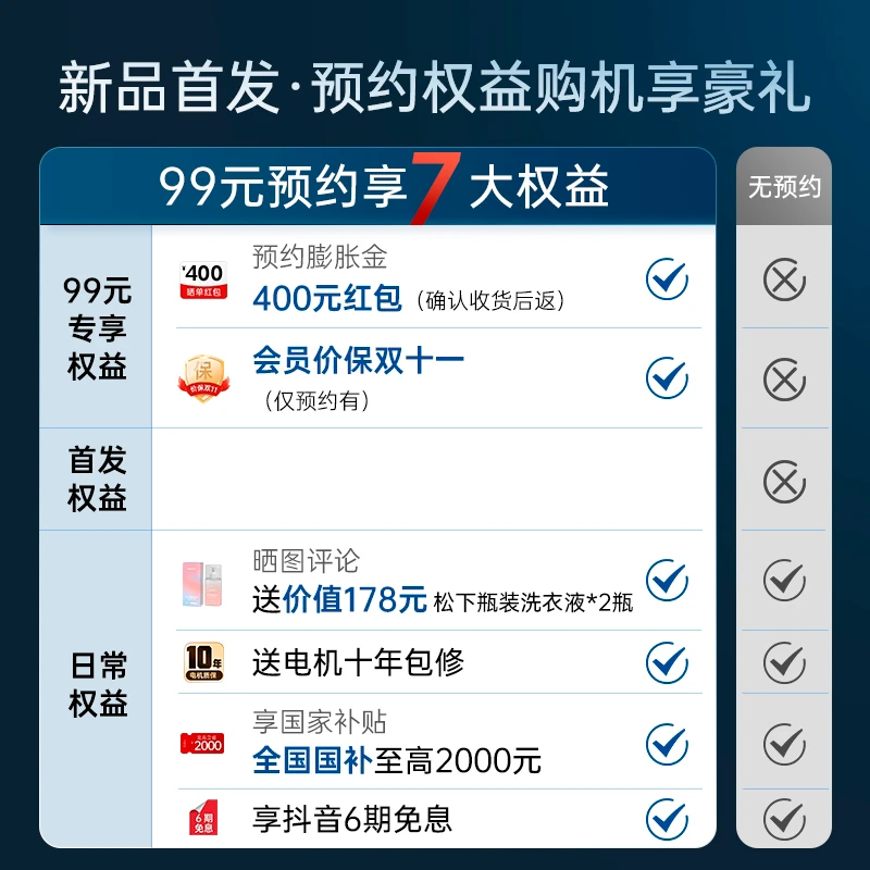 【新品上市】松下5.0UItra洗烘套装权益链接