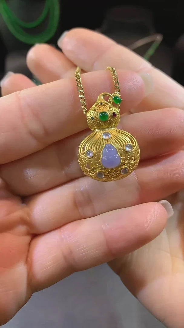 翡翠18K金镶嵌吊坠(赠链)吊坠