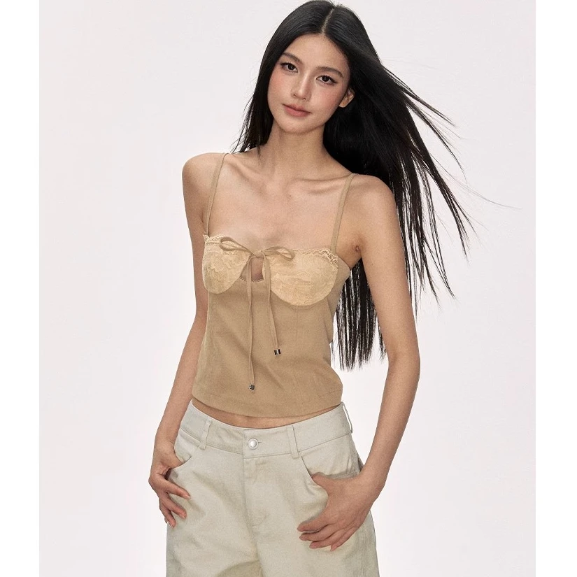 蕾丝系带蝴蝶结吊带