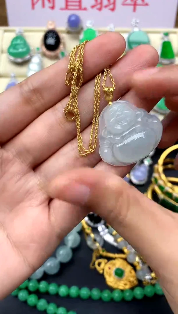 翡翠18K金镶嵌颈饰250-中国好珍宝