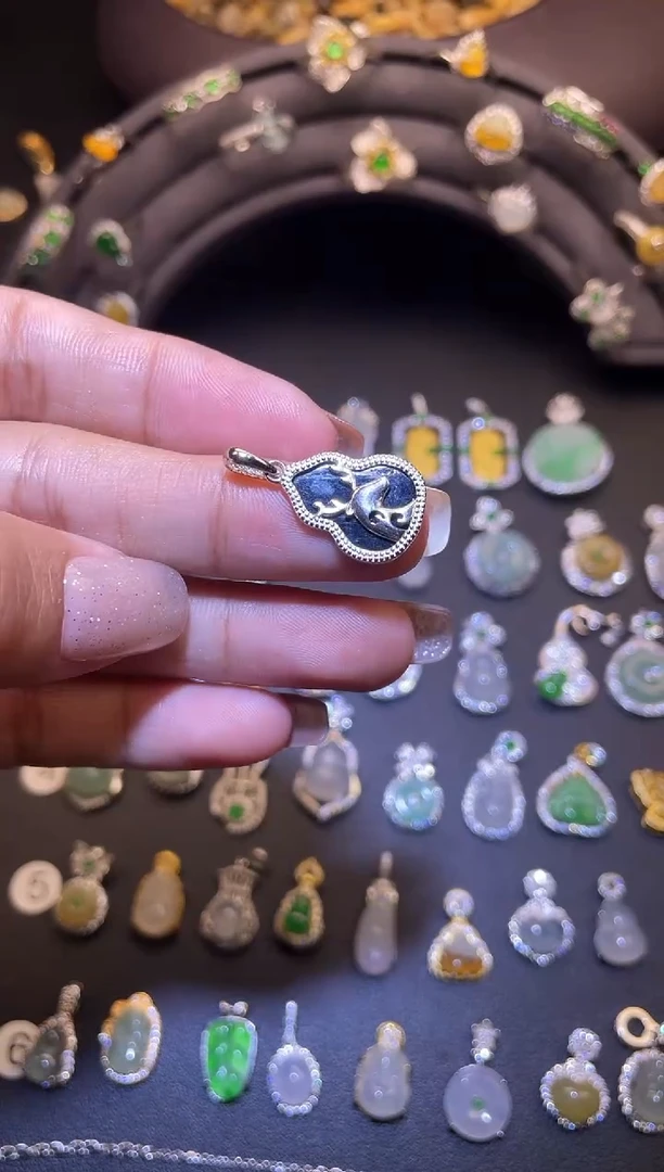 吊坠(不含链)银S925镶嵌翡翠1