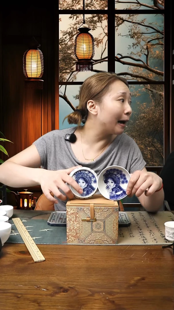景德镇高温瓷花旦普洱盖置