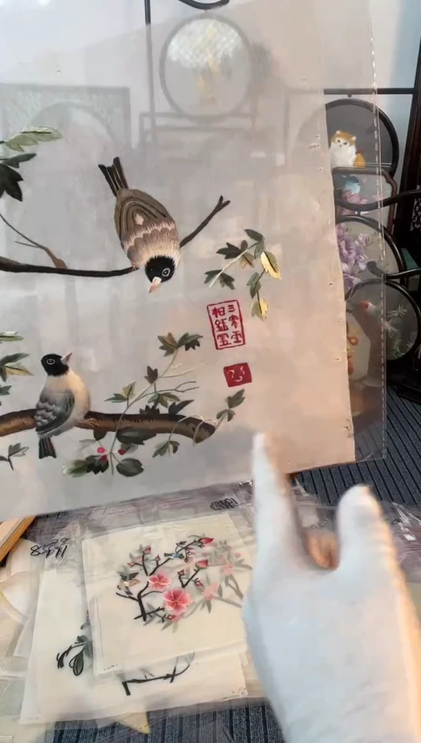 织绣纯手工苏绣双面绣绣布20