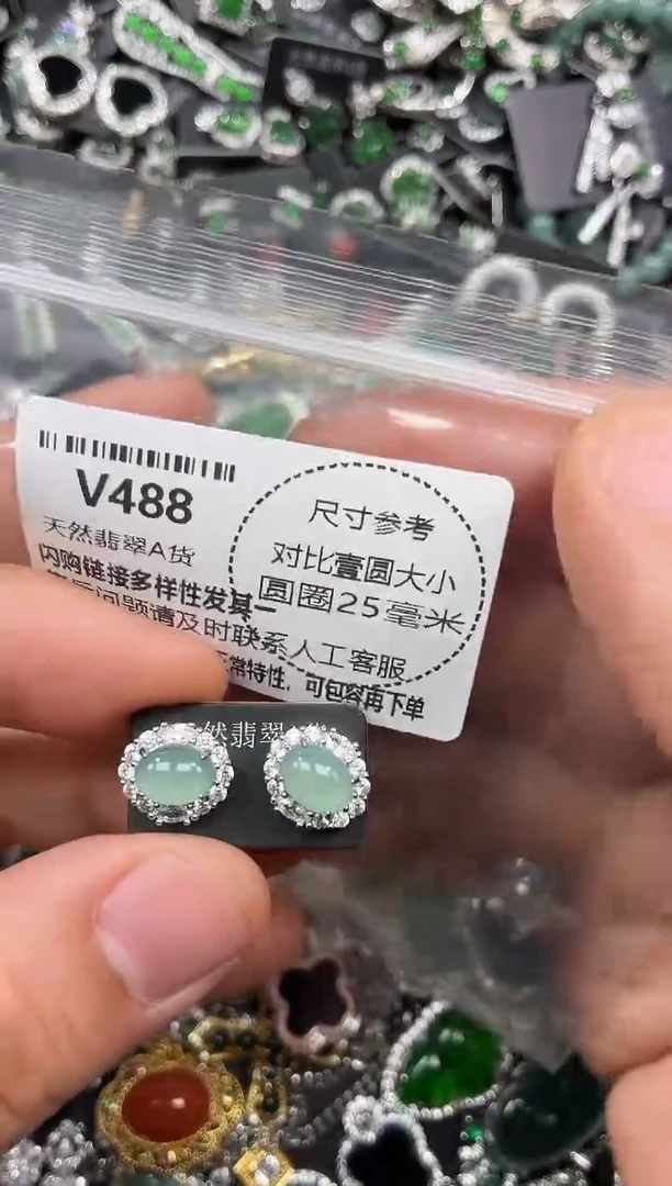 颈饰未镶嵌翡翠V488耳钉