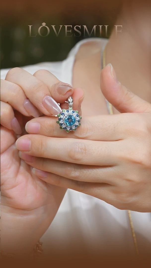 银S925镶嵌托帕石吊坠025