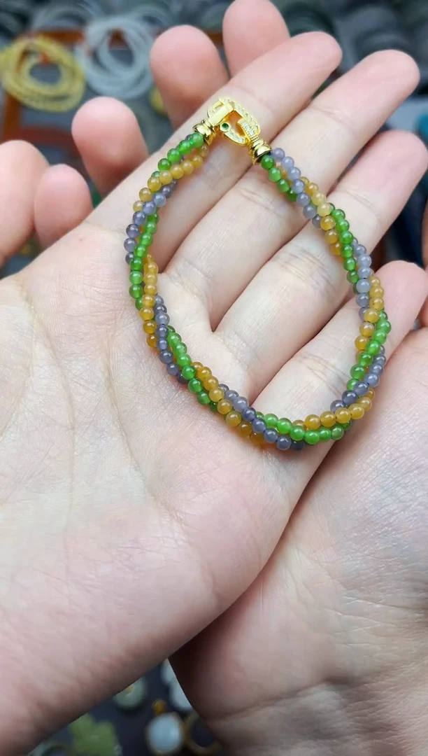 未镶嵌手链和田玉三色扭扭链06