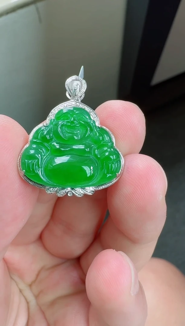 翡翠18K金镶嵌颈饰寄售回流，不退不换