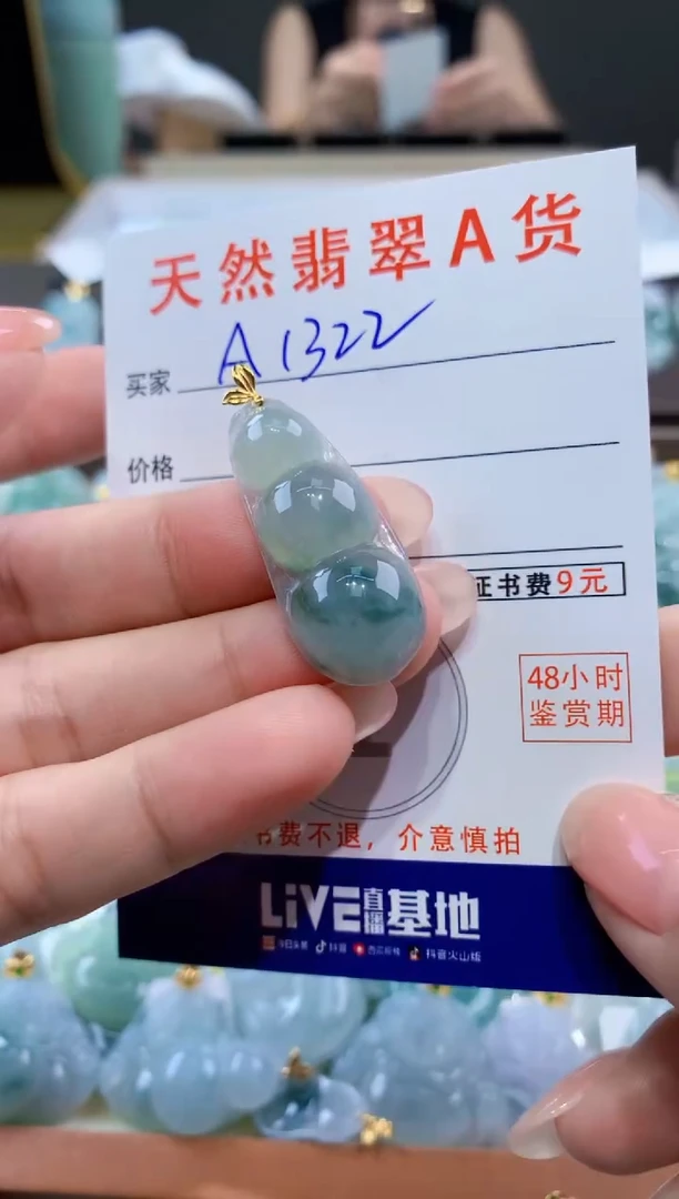 颈饰18K金镶嵌翡翠天然翡翠A货挂件