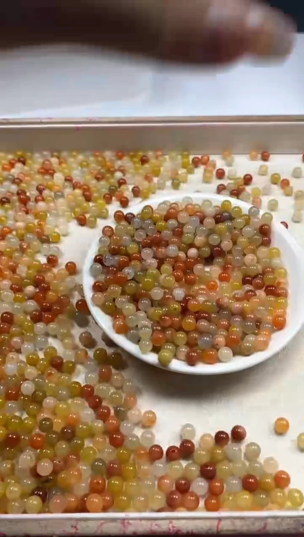 【闪购商品】玛瑙/玉髓颈饰未镶嵌w362三彩金丝6mm*60颗