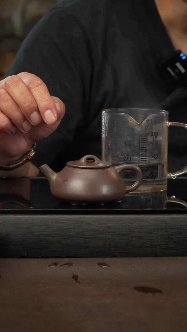 茶壶紫砂14，平盖石瓢，紫泥，100cc