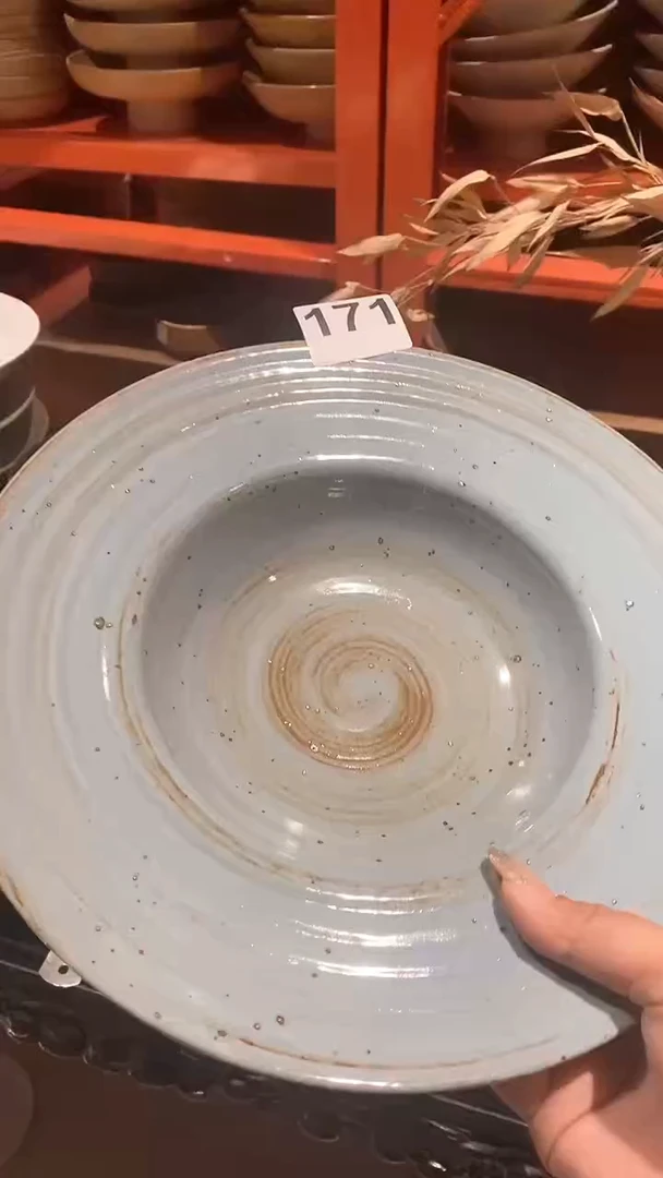 【闪购商品】碗171蓝马点草帽盘