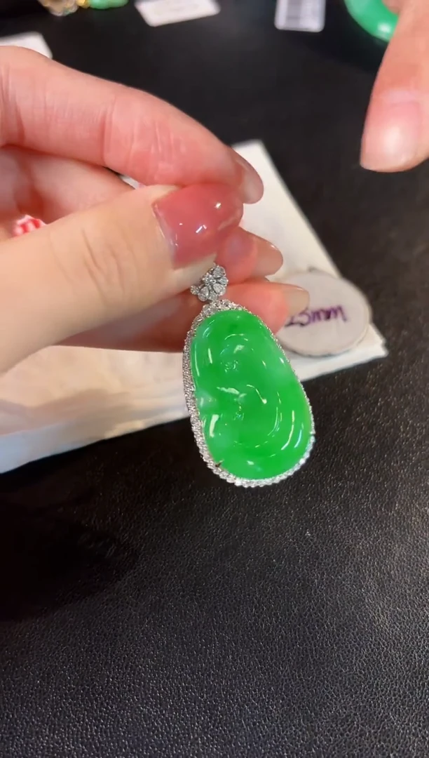 【闪购商品】翡翠颈饰18K金镶嵌缅料A货/支持复检/一件