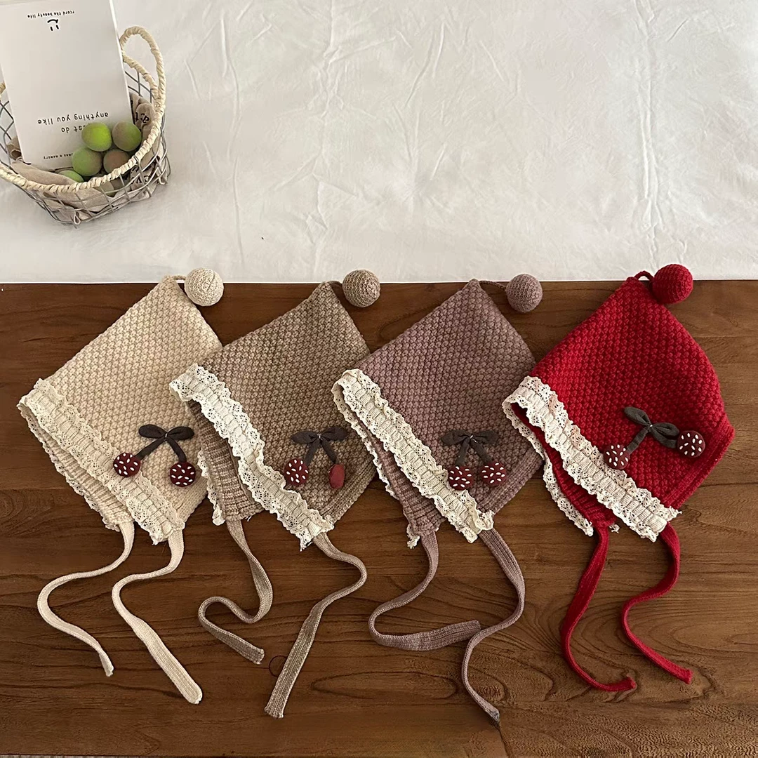 女童精灵护耳帽韩版洋气冬季防风保暖女宝宝毛线帽双层加厚尖尖帽