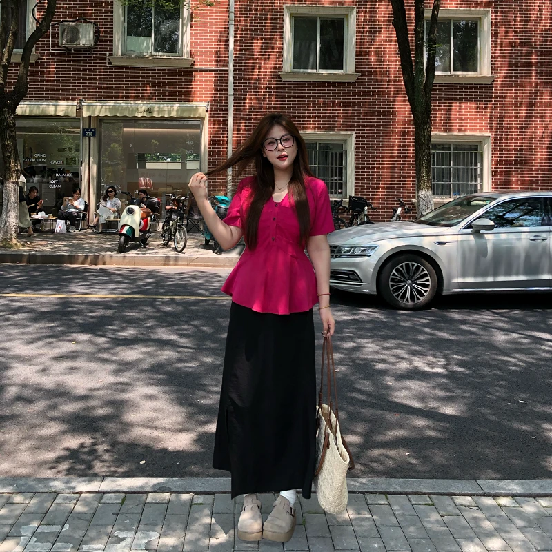 盈盈&南岛风大码女装设计感短袖上衣女夏季宽松显瘦T恤ZYY1873