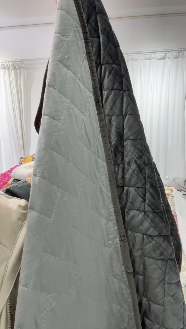 棉220*240单面纯棉绒床盖58号微瑕灰色