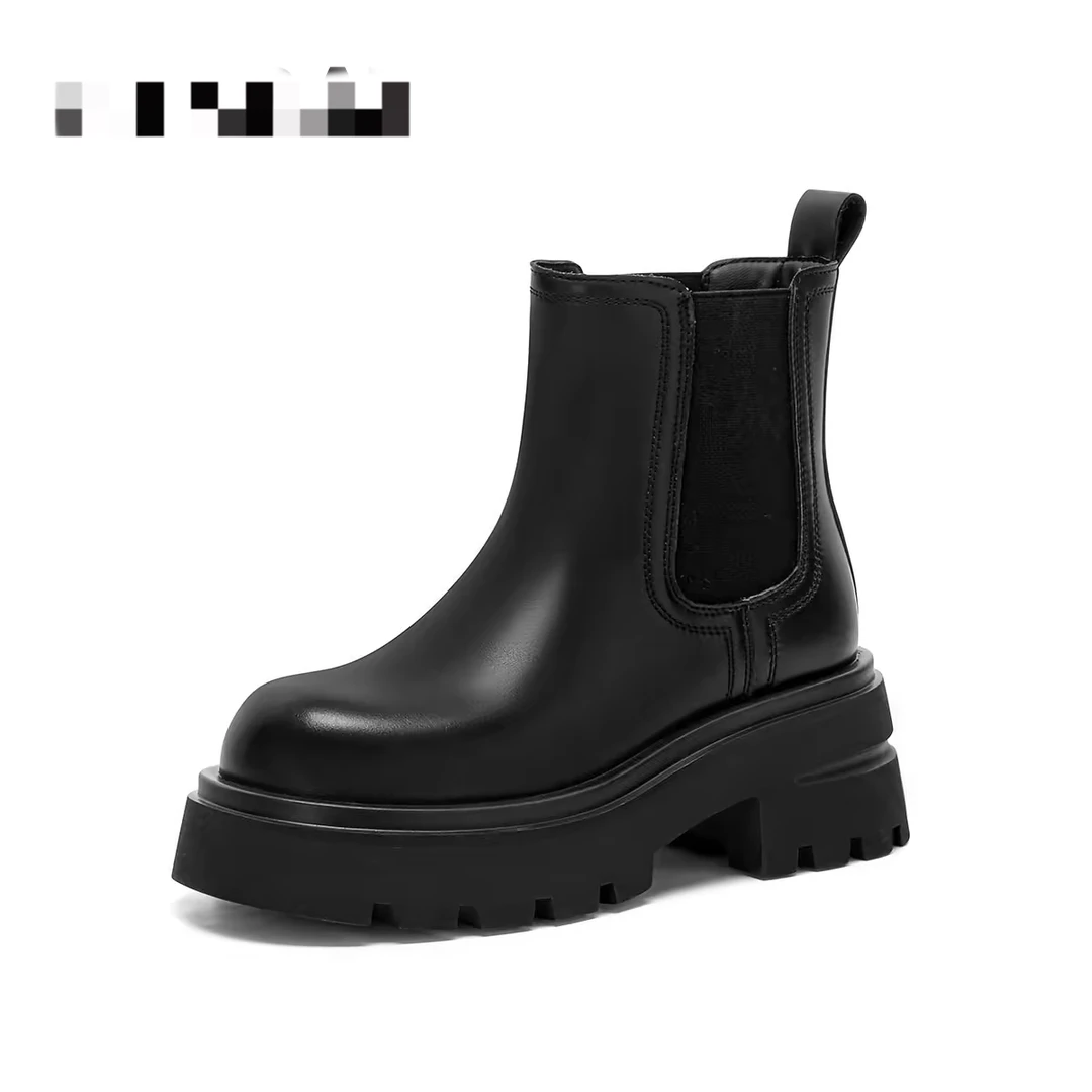 8902头层牛皮平底烟管靴加绒