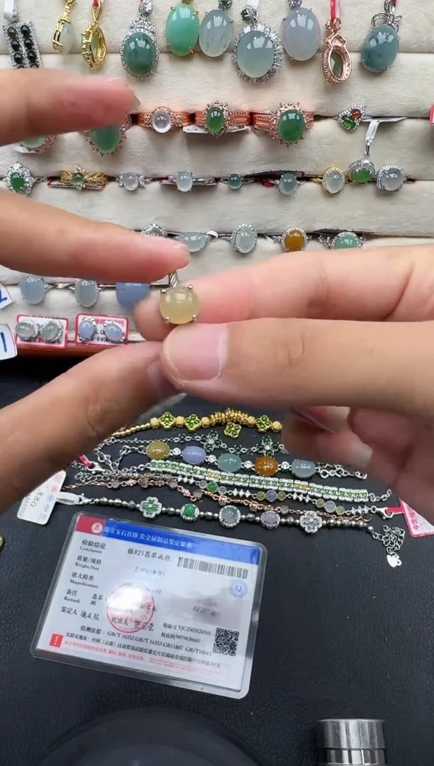 翡翠戒指银S925镶嵌戒指88
