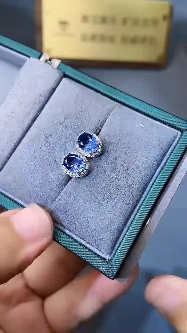 【闪购商品】蓝宝石耳饰银S925镶嵌354