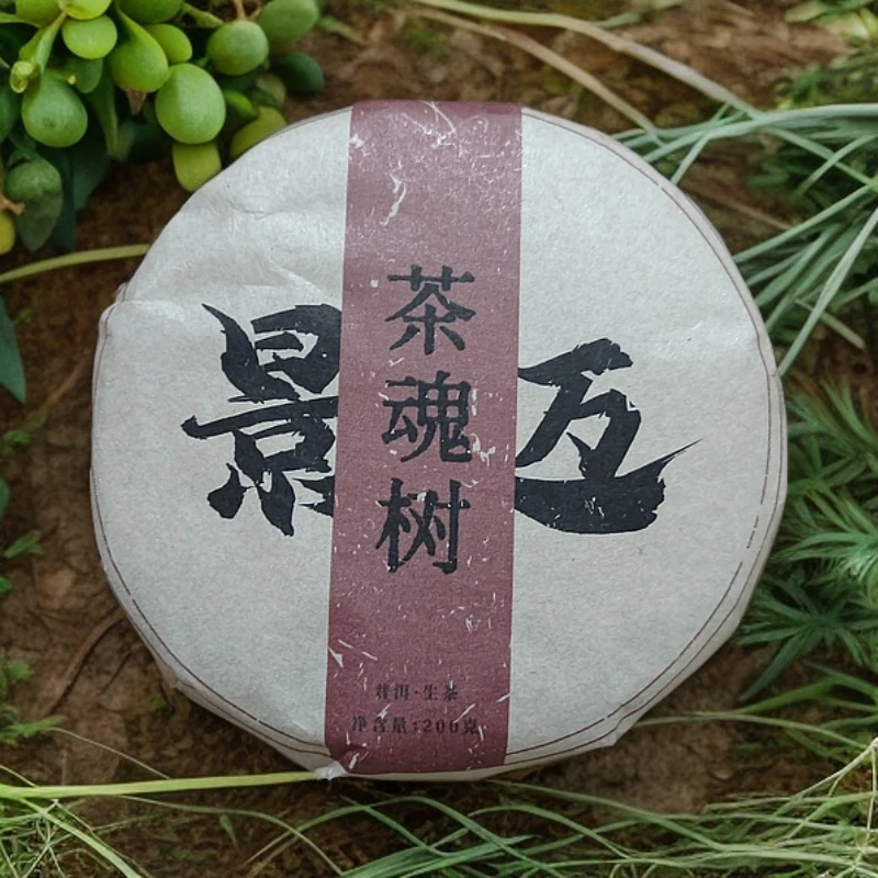 2015年景迈 茶魂树 红丝带古树普洱生茶饼200克M28号